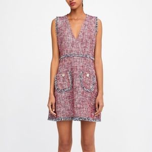 Zara red/ navy tweed dress